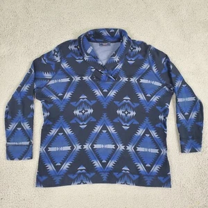 CHAPS Shirt Womens Large Blue Aztec Southwestern L/S Toggle Mock Neck Pullover - Bild 1 von 10