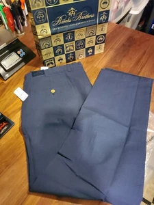 NWT Mens Size 40W x 30W BROOKS BROTHERS Navy Blue White CLARK Pants FREE SHIP - Picture 1 of 10