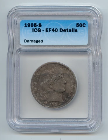 1905-S Barber Half Dollar, ICG EF-40 Details Cover
