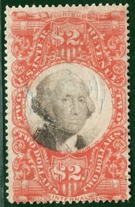 USA Classic Revenue High Value Scott.R145 $2 Vermilion Used Cat $65+ YELLOW286 - Picture 1 of 6
