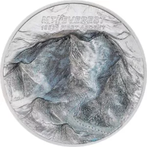 Monte Islas Cook 2023 primer ascenso Moneda de plata a prueba Everest de 2 oz - Imagen 1 de 3