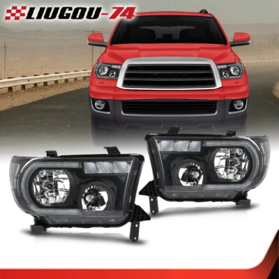 Faros transparentes/cromados Sequoia aptos para Toyota Tundra 2007-2013 2008-2017 Foto 1 de 4