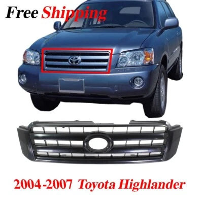 New For 2004-2007 Grille Toyota Highlander Painted Black Shell and Insert Foto 1 de 4