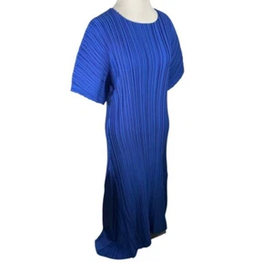 Lafayette 148 Braxton Plisse Kleid Blau Akkordeon Plissee Cocktail Party Größe L - Bild 1 von 11
