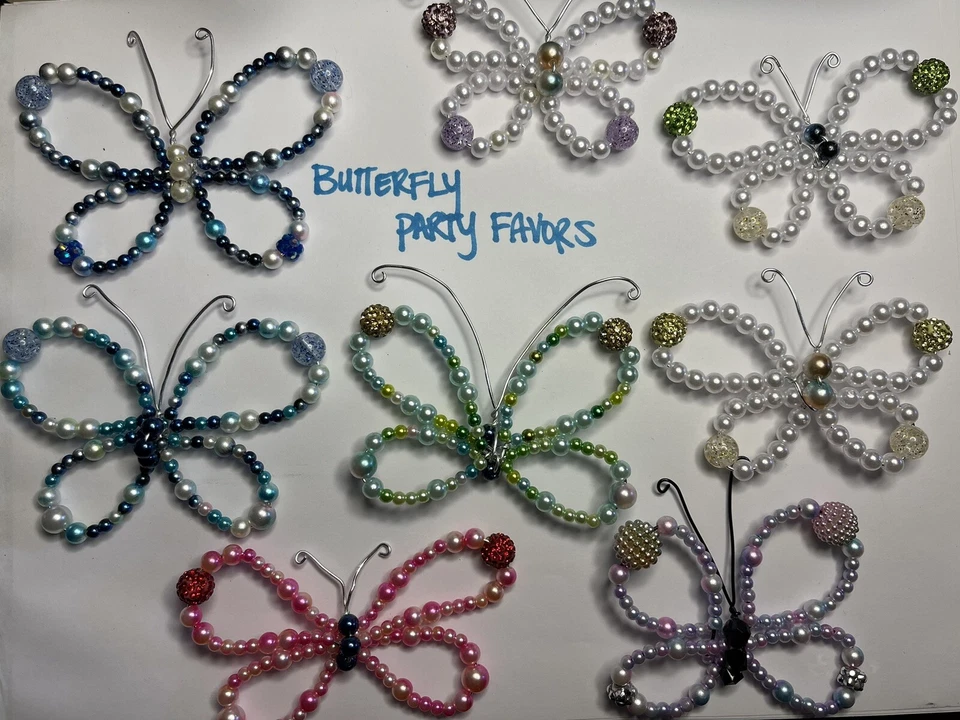 8件装珍珠蝴蝶派对包礼品填料钢丝制造 — 第 1/1 张图片