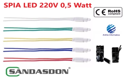 SANDASDON SPIA LED 230V 0,5W per serie Bticino Matix, Living Light, Vimar, Gewiss