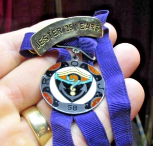 VINTAGE Masonic ROJ Royal Order of Jesters 58 Medal Sterling & Enameled 2 sided - Picture 1 of 3