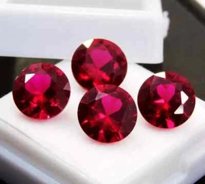 4 PSC Certified Loose Gemstone 6x4 mm Lot Natural Flawless Red Ruby Round Cut - Picture 1 of 5
