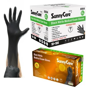1000/Case #8904 SunnyCare 5Mil schwarze Nitril-Untersuchungshandschuhe (kein Vinyl-Latex) XL - Bild 1 von 2