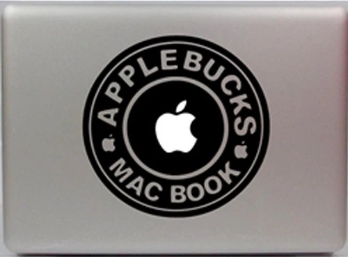 Funny Apple Bucks Parody Coffee Sign Apple Macbook Removable Vinyl Sticker Decal - Image 1 of 1