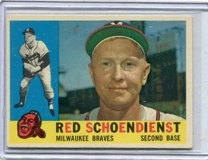 1960 Topps Baseball Card Red Schoendienst H O F Milwaukee Braves Near Mint # 335 - Picture 1 of 1