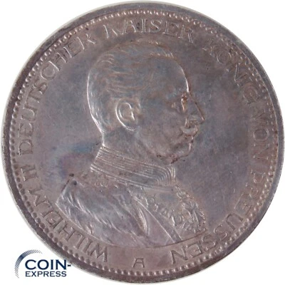 PREUSSEN 5 Mark Münze 1914 A Wilhelm II Deutscher Kaiser König v. Preußen Silber - Bild 1 von 2