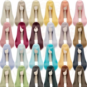 60cm / 24" New Fashion Party Long Straight Cosplay Wig Hair 45colors - Picture 1 of 42