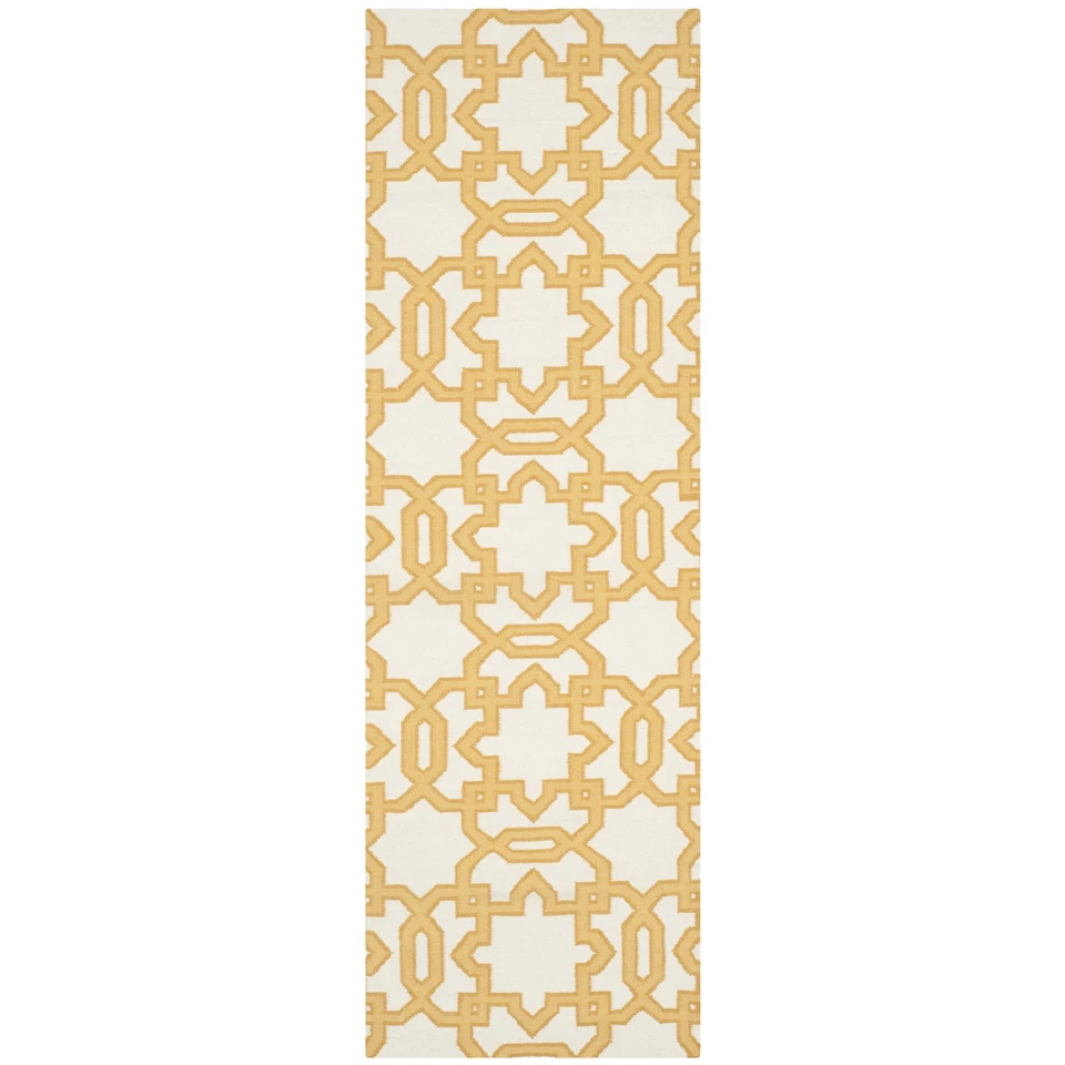 Safavieh Flat weave Wool Ivory/ Yellow 2' 6' x 8' Runner - Image 1 of 1