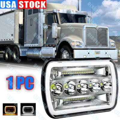 For International Harvester 4700 4800 8100 7x6'' LED Headlight Sealed Halo DRL - Image 1 of 4