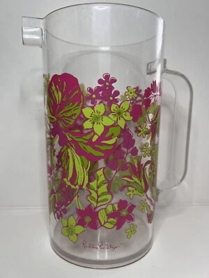 Jarro de acrílico transparente Lilly Pulitzer 56 oz estampa verde rosa 2012 sem tampa - Imagem 1 de 4