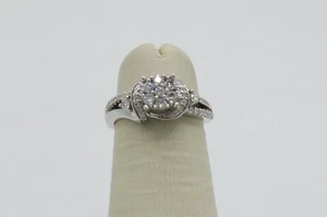.35CT Diamond Halo Solitaire Wedding Engagement Anniversary Ring 10K White Gold - Picture 1 of 10