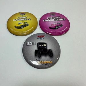 Cars Land DCA Disneyland Button Pin Lizzie Cabby Darebreak Princess Diamondlane - Picture 1 of 4