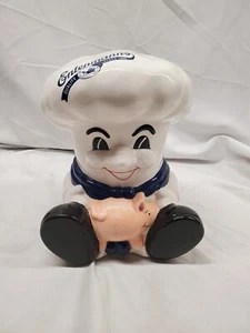 Vintage Entenmann’s Ceramic Baker Chef Holding Pig Piggy Bank - Picture 1 of 8