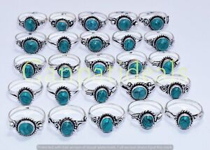 Turquoise Gemstone Ring 10pcs Wholesale lot 925 Sterling Silver Plated Rings