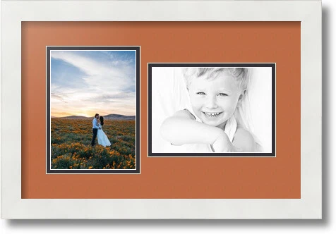 ArtToFrames Collage Mat Picture Photo Frame 2 5x7" Openings in Satin White 106 - Image 1 of 1