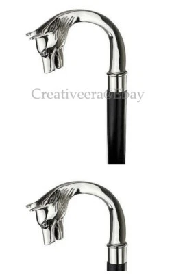 Bastón de madera estilo antiguo mango de lobo de latón bastón de madera regalo de diseñador Foto 1 de 4