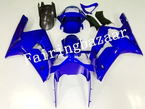 Fit for 2003-2004 ZX6R 636 Solid Gloss Blue ABS Injection Bodywork Fairing Kit - Picture 1 of 7