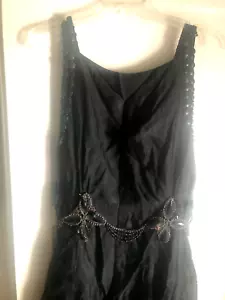 Vintage Art Deco 20er Jahre schwarzes Krepp Tafelkleid Glas/Perlen Verzierungen. - Bild 1 von 11