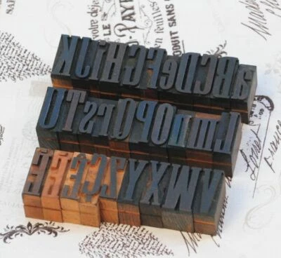 A-Z alphabet 1.06" letterpress wooden printing blocks wood type Vintage printer. - Image 1 of 2