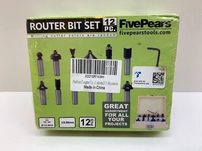 FivePears Tungsten Carbide Router Bits - 12 Piece Set With 1/2-Inch Shank Doors - Image 1 of 4