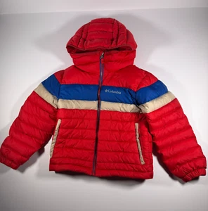 Columbia Tumble Rock Down Hooded Jacket XS Kids Red White Blue Used (B15) - Picture 1 of 11
