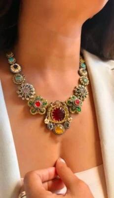 Royal Sabyasachi Neckless Sabyasachi jewelry Sabyasachi choker Navratana Neckles - Image 1 of 4