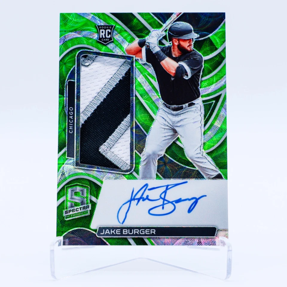 2022 Panini Chronicles Spectra Jake Burger RC Patch Auto Neon Green /25 #107 - Image 1 of 2