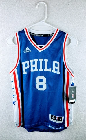 Philadelphia 76ers Okafor 8 Jersey YOUTH BOYS Medium Phila Tough Basketball Blue Cover