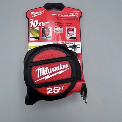 Milwaukee 25' Magnetic Tape Measure - 48-22-5125 - Finger Stop - Double Magnets  - Image 1 of 4