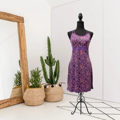 Vestido atlético Gaiam XS para mujer con tiras en la espalda sujetador incorporado tenis púrpura naranja  Foto 1 de 4