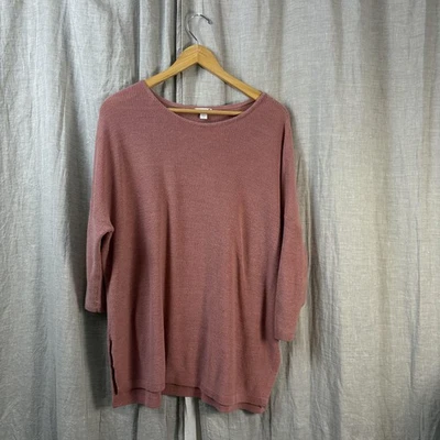 Suéter JJill XL Mezcla de Lino Rosa Túnica Slouchy Tejido Malva Suelto Fluido Casa de Campo Foto 1 de 4