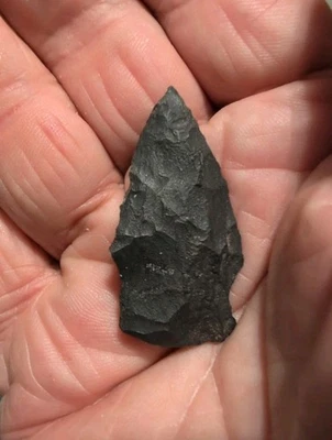 Lamoka, 1 11/16", Schuylkill Co, PA, Black Chert, Great Authentic Arrowhead  - Image 1 of 4