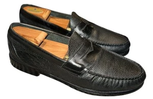 GH Bass Weejuns Penny Loafers Black Pebbled Leather Mens Size 11 D - Picture 1 of 13