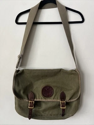 Vintage Duluth Pack - Green Canvas & Leather Messenger Bookbag Made in USA - Image 1 of 4