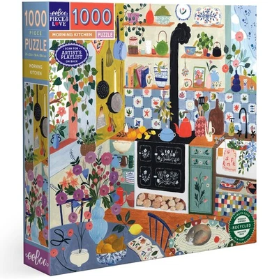 eeBoo- Piece&Love Kitchen-1000 pc Morning Kitchen Cartone Riciclato-Puzzle nMhL - Immagine 1 di 4