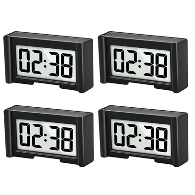 YOUNGFLY 4PCS Small Digital Clock, Vehicle Adhesive Clock with Jumbo LCD Time - Image 1 of 4