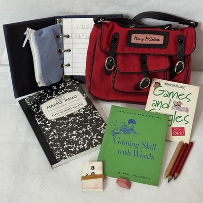 American Girl Doll Molly McIntire School Red Book Hand Bag  w Supplies Retired - Image 1 of 4