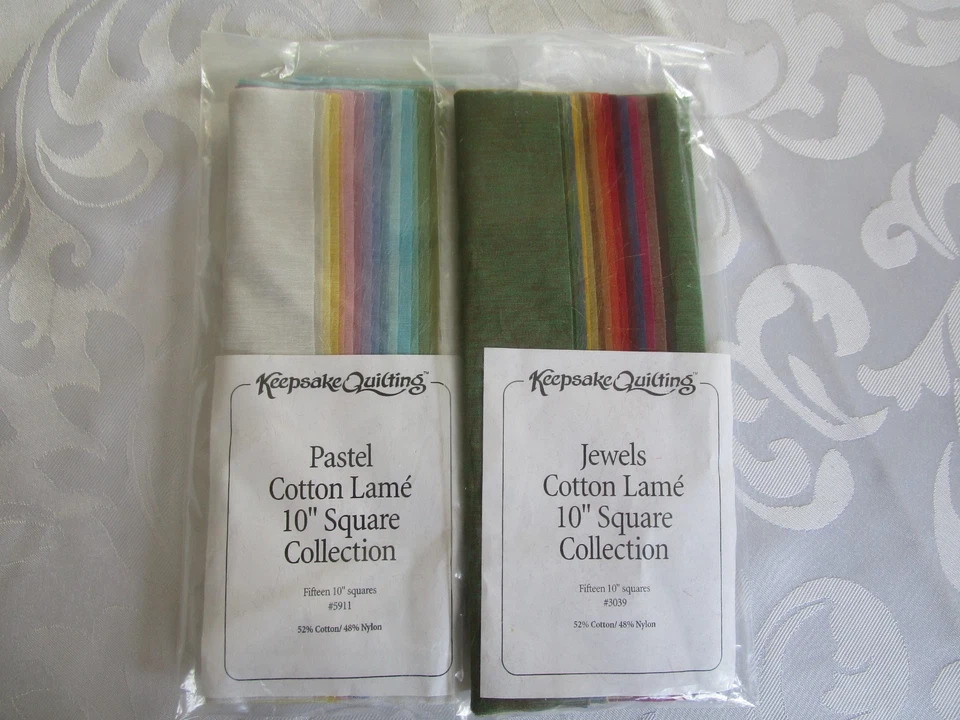 Recuerdo Acolchado ALGODÓN COJO 10" Cuadrado, LOTE - 2, ALGODÓN/NYLON, PASTEL, JOYA Foto 1 de 4