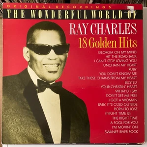 Ray Charles/The Wonderful World /18 Golden Hits EUROPE 1989 VERY GOOD+ LP VINYL - Picture 1 of 5