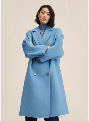 Abrigo de lana azul claro doble botonadura MANGO Foto 1 de 4