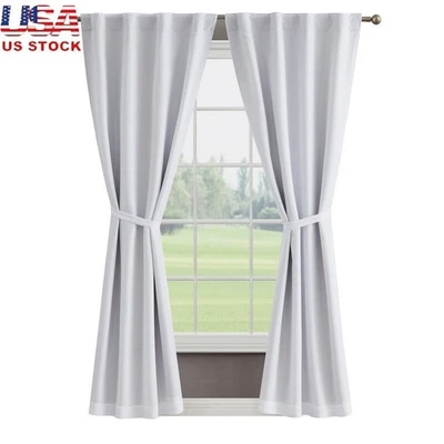 Blackout Curtain Panels Set Insulated Tiebacks Noise Reduction Energy Efficient - Image 1 of 4
