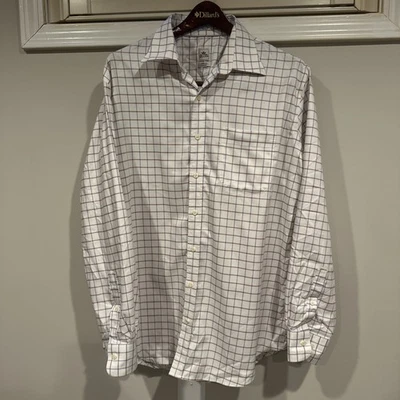 Camisa Peter Millar Nanoluxe Easycare Manga Larga Para Hombre Botón Púrpura/Bronceado Cuadros L Foto 1 de 4