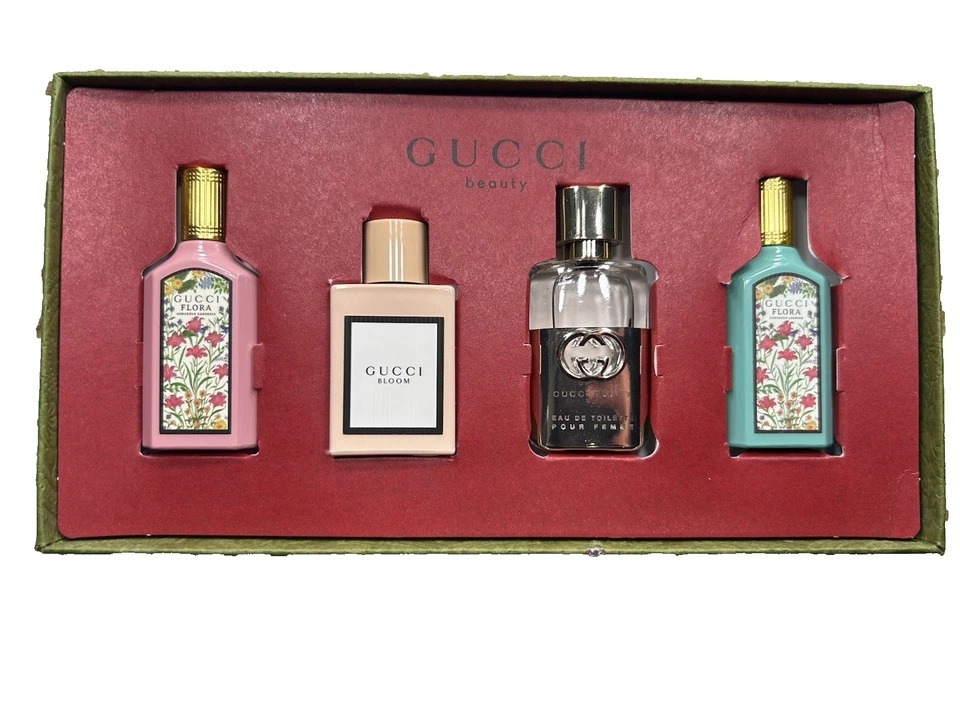 Gucci Beauty Parfum/Toilette Box 4 Pc Mini Bottles Jasmine,Femme,Bloom,Gardenia - Image 1 of 4