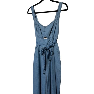 Mono Holding Horses Corte Corbata Cintura Cambray Pierna Súper Ancha Azul Talla 6 Foto 1 de 4